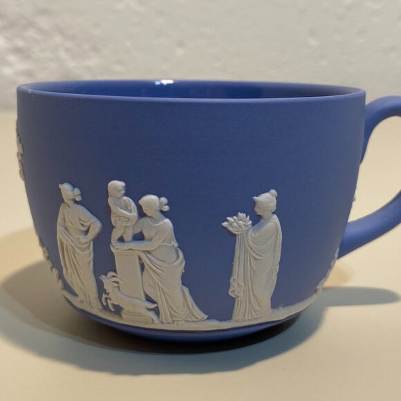 Wedgwood Blue Jasperware Teacup with White Motif - Picture 3 of 8